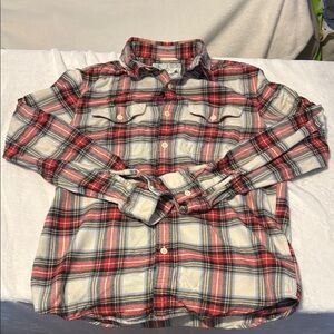 Plaid Button-Up Shirt - Red and White
